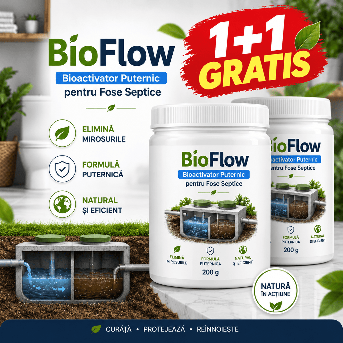 1+1 GRATIS – Bioactivator pentru Fose Septice - Elimină Mirosurile