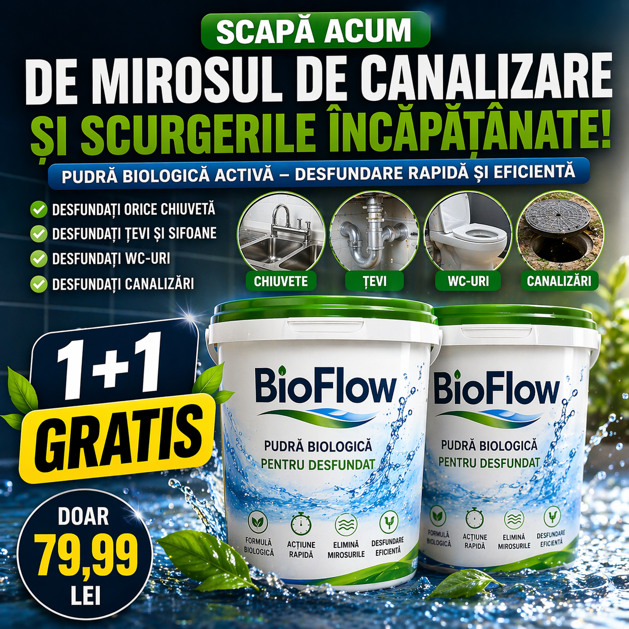 BioFlow™ – Elimină Blocajele și Mirosurile