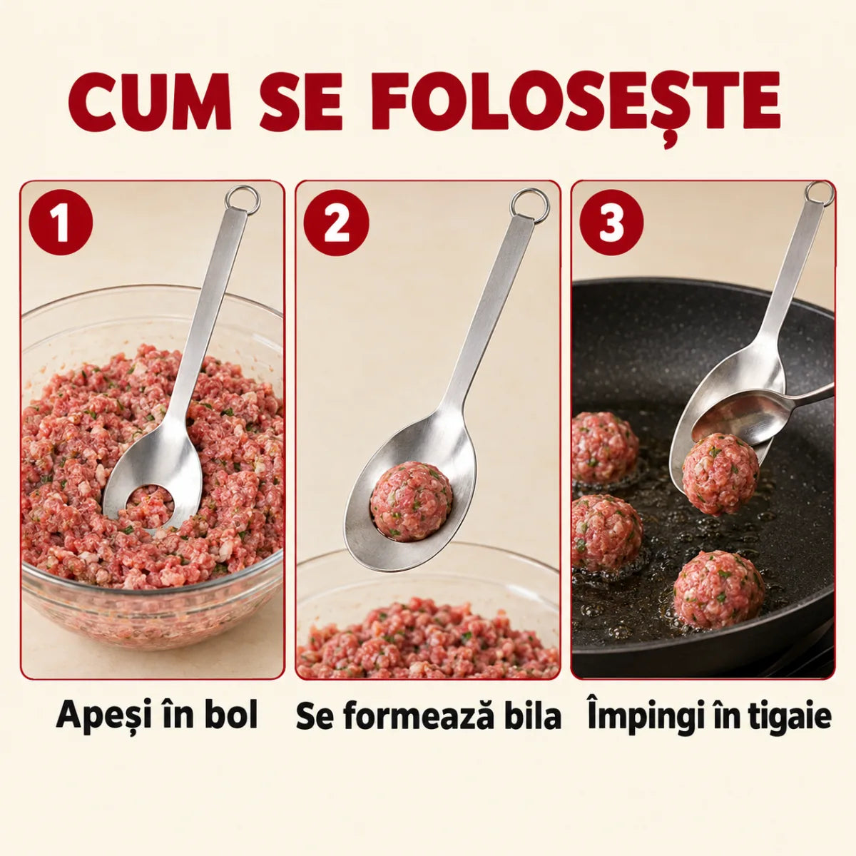 Lingură Inox pentru Chiftele Perfecte