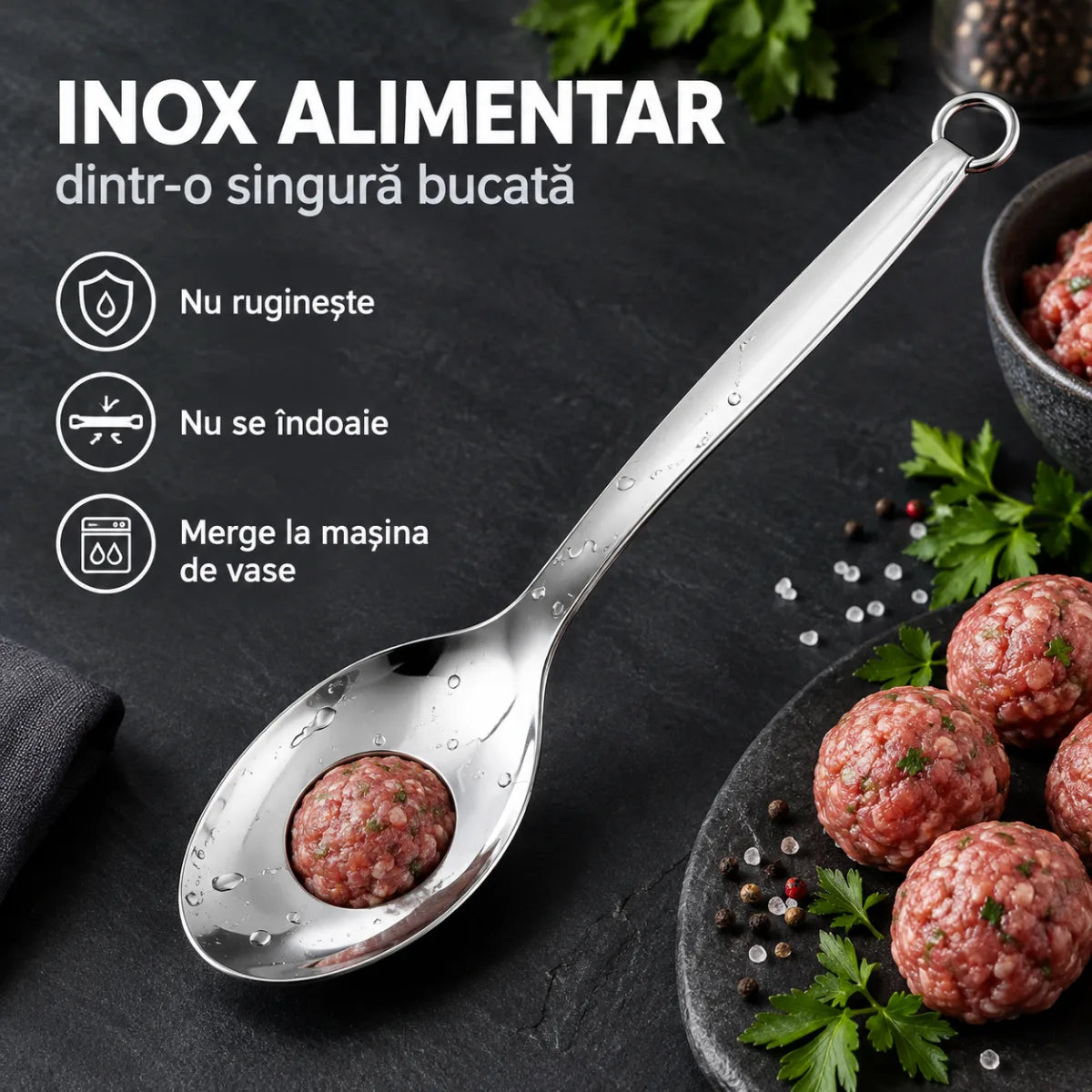 Lingură Inox pentru Chiftele Perfecte