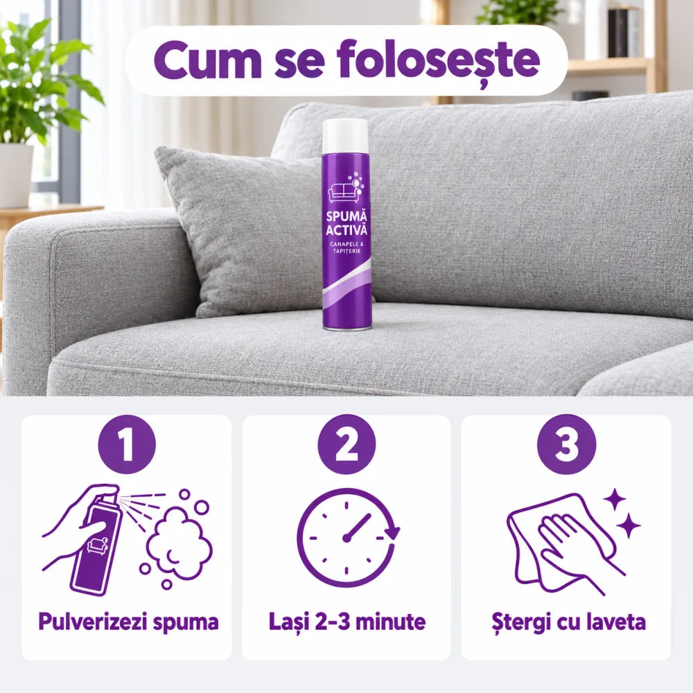 Spumă Activă pentru Curățat Canapele și Tapițerie — 1+1 GRATIS