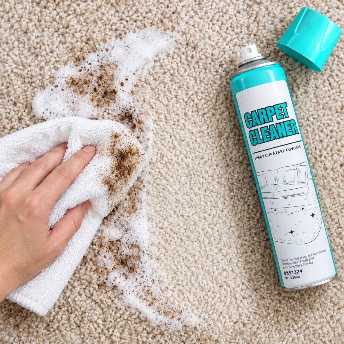 Spray Spumă pentru Curățat Covoare 650 ml — 1+1 GRATIS